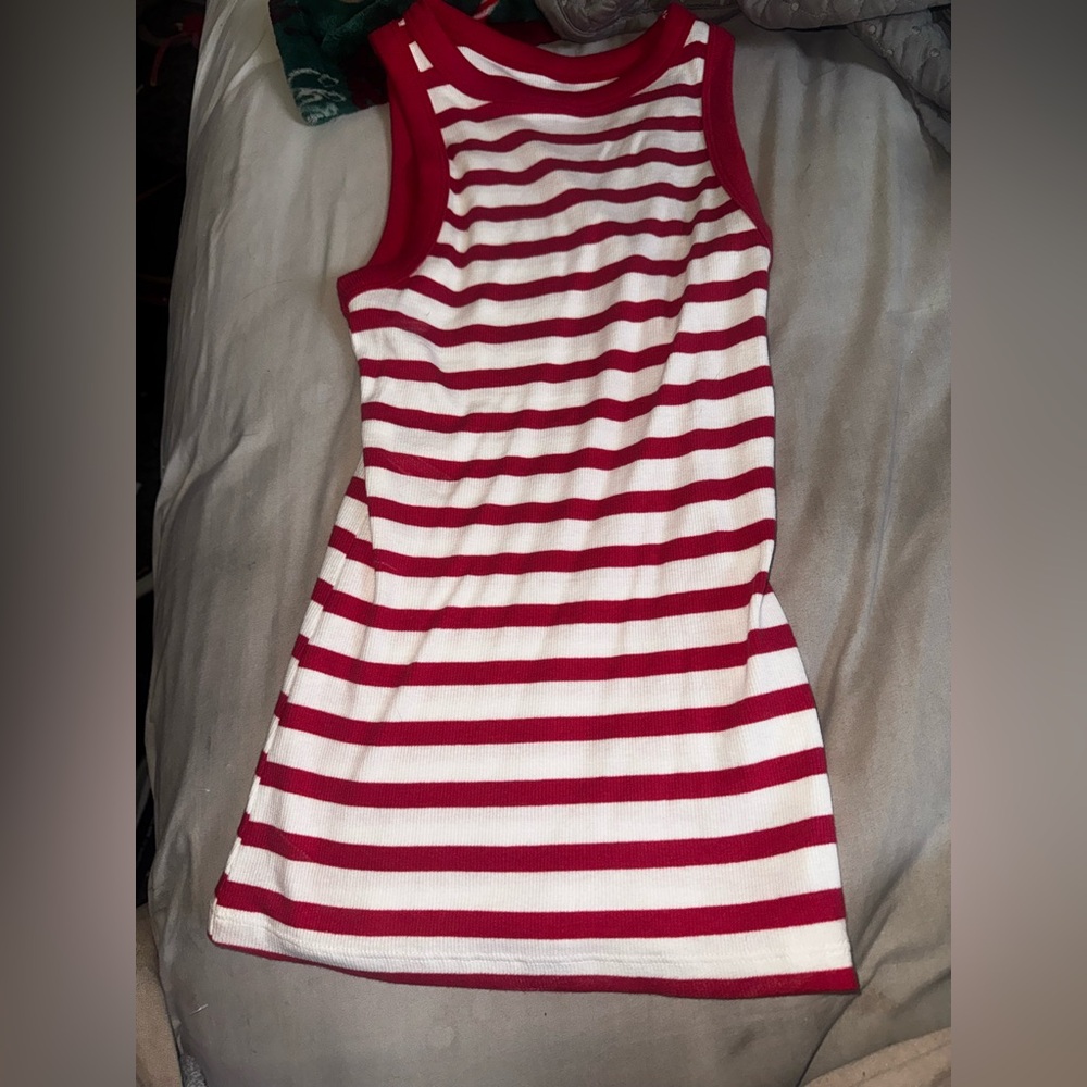 a new day Red and White Striped Top